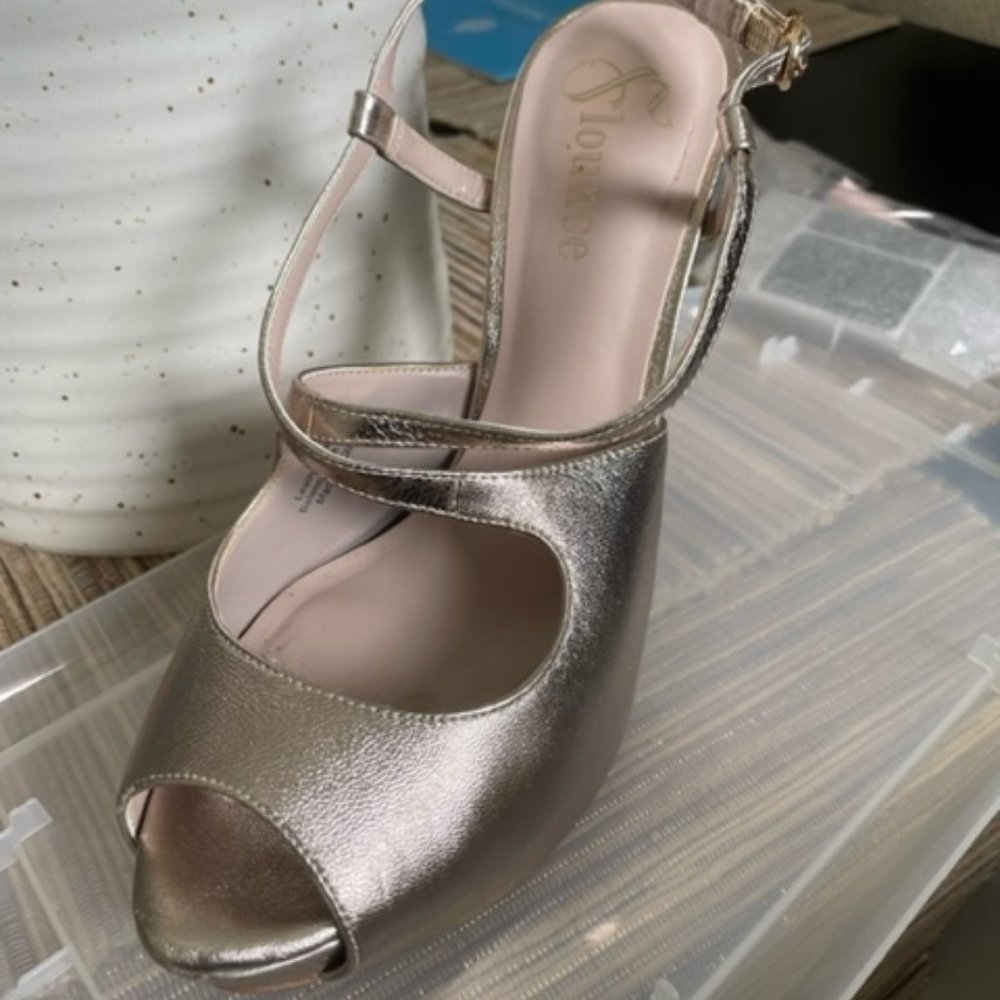 Flounce Metallic Platform Heels